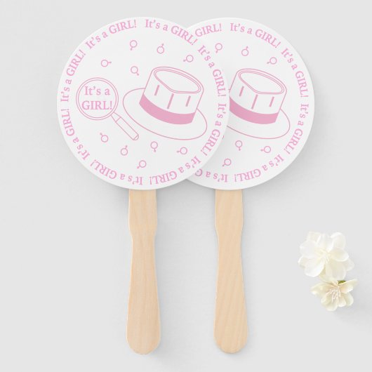 Éventail C'est une fille ! faire-part (Devant et derrière)