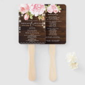 Éventail Chaîne de bois rustique illumine Rose mariage pers (Devant et derrière)