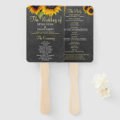 Éventail Chalkboard tournesol rustique chic programme de ma (Devant et derrière)