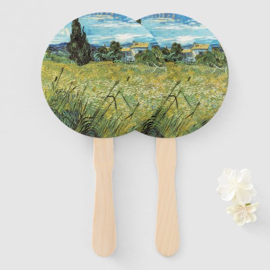 Éventail Champ de blé vert Vincent van Gogh (Devant et derrière)