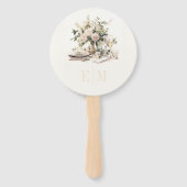 Éventail Champagne et faire-part de mariage rose ancien (Devant)