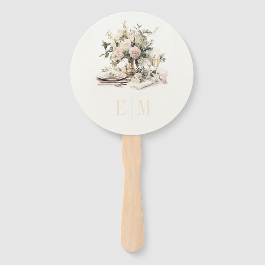 Éventail Champagne et faire-part de mariage rose ancien (Devant)