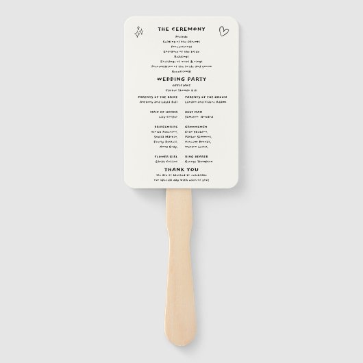 Éventail Champagne illustré à la main Funny Wedding Program (Dos)