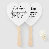 Éventail Chant d'amour, oiseaux assis entre les notes music (Devant et derrière)