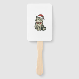 Éventail Chat de Noël Chapeau de Père Noël Dessin de Gravur