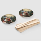 Éventail Chat de Sibérie en Noël de Neige (Non-assemblé)