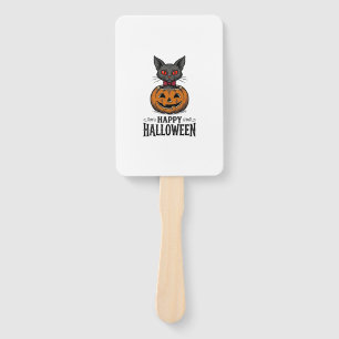 Éventail Chat d'Halloween Mignon Citrouille Vintage Épouvan