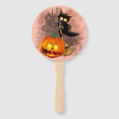 Éventail Chat effrayé par Citrouille Fun Halloween caractèr (Dos)
