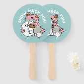 Éventail Chat mignon en Engin à neige avec Art Snowman (Devant et derrière)