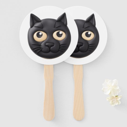 Éventail Chat noir 3D inspiré (Devant et derrière)