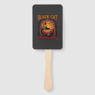 Éventail Chat Noir Amour Spécial Halloween Lune Sorcière Ci