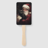 Éventail Chat noir avec Noël Festif du Père Noël (Dos)