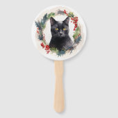 Éventail Chat noir Fête de couronnes de Noël Kitten (Dos)