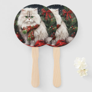 Éventail Chat perse en Noël de neige