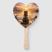 Éventail Chat sur le quai au coucher du soleil (Devant)
