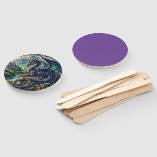 Éventail Château du Dragon médiéval coloré (Non-assemblé)