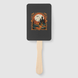 Éventail Château Hanté Halloween Citrouille Lune Vector Art