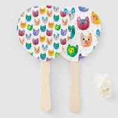 Éventail Chats aquarelles et amis (Devant et derrière)