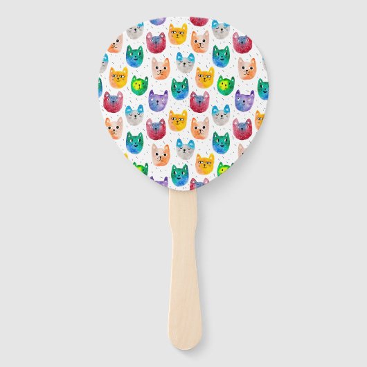 Éventail Chats aquarelles et amis (Devant)