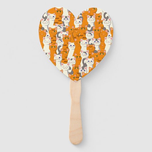 Éventail Chats blancs et gingembre motif yeux verts yeux bl (Devant)