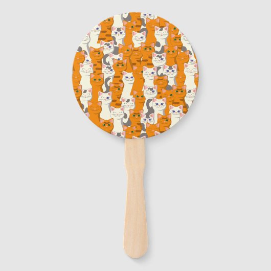 Éventail Chats blancs et gingembre motif yeux verts yeux bl (Dos)