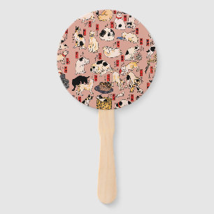 Éventail chats japonais Ukiyo-e Funny kitty