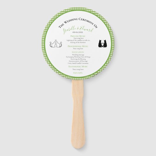 Éventail Chats romantiques en amour Programme de mariage ve (Devant)