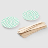 Éventail Chèques Retro Pastel Mint Green Chèques Warped Che (Non-assemblé)