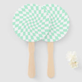 Éventail Chèques Retro Pastel Mint Green Chèques Warped Che (Devant et derrière)