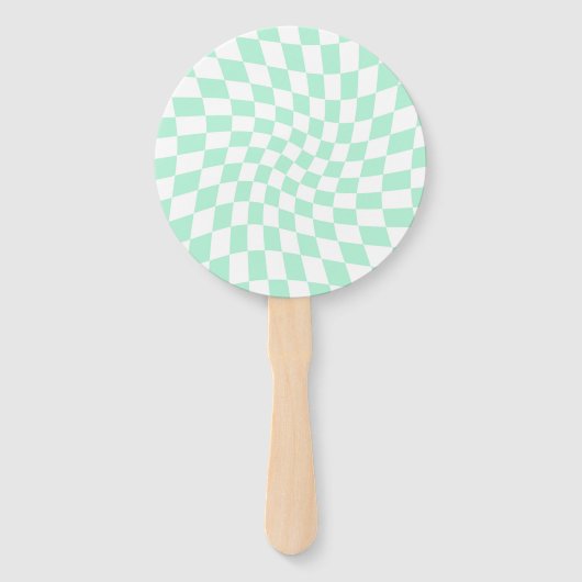 Éventail Chèques Retro Pastel Mint Green Chèques Warped Che (Devant)