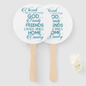 Éventail Chercher ce qui compte Turquoise (Devant et derrière)