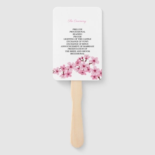 Éventail Cherry Blossom Rose Vierge Programme de mariage (Dos)