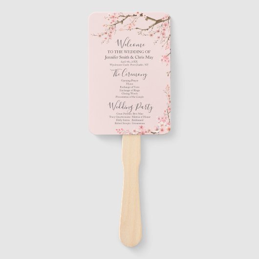 Éventail Cherry Blossom Wedding Program (Devant)