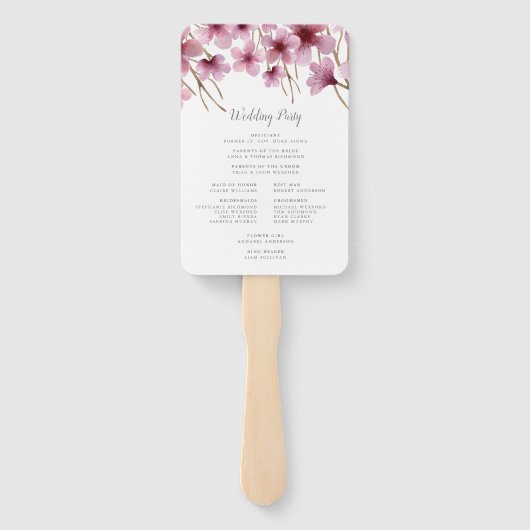 Éventail Cherry Blossom Wedding Program (Dos)