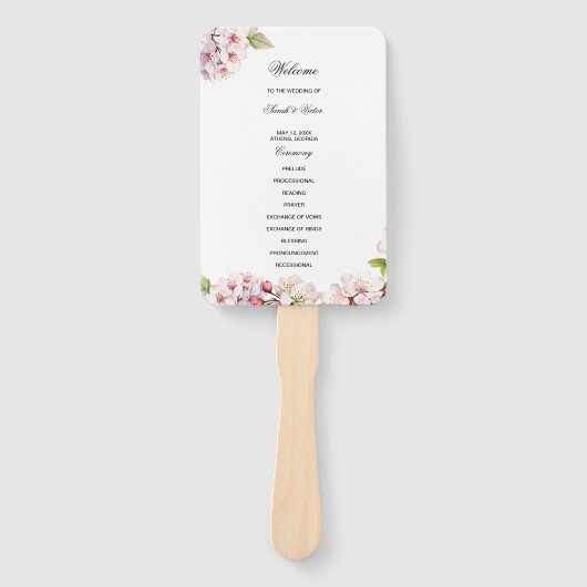 Éventail Cherry Blossom Wedding Program Hand Fan (Devant)