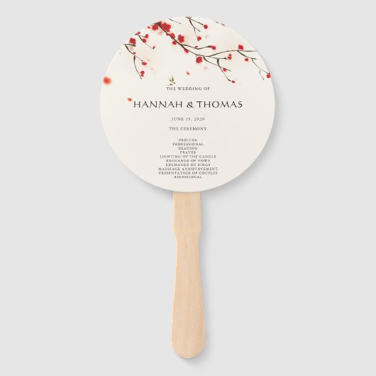 Éventail Cherry Blossoms Floral Wedding Programme Ventilate (Devant)