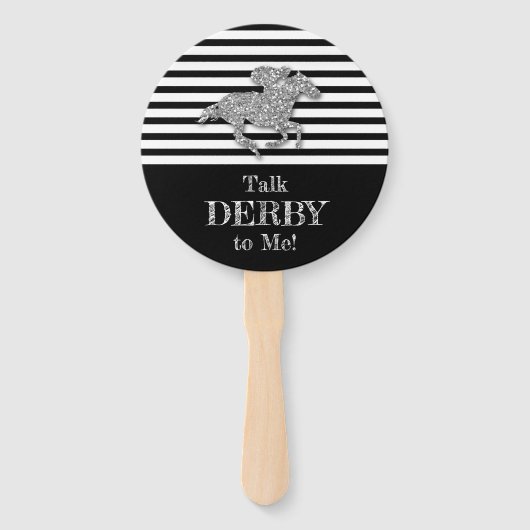 Éventail Cheval de course Argent Derby Rouge Blanc Noir (Dos)