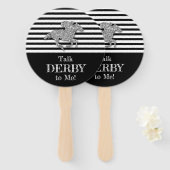 Éventail Cheval de course Argent Derby Rouge Blanc Noir (Devant et derrière)