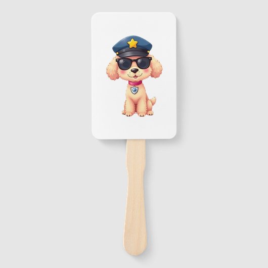 Éventail Chibi Anime Police Chien Caniche (Devant)