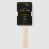 Éventail Chic Black Gold Heart Mariage Ceremony Programme (Devant)