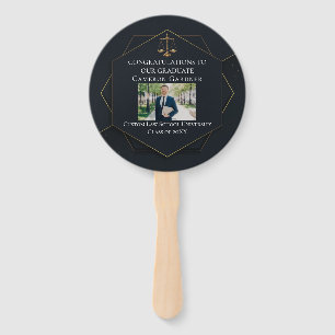 Éventail Chic Black Gold Law School Photo Graduation Party