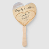 Éventail Chic Blush Pink Beach Wedt Coeur Sand Faveur (Dos)