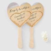 Éventail Chic Blush Pink Beach Wedt Coeur Sand Faveur (Devant et derrière)