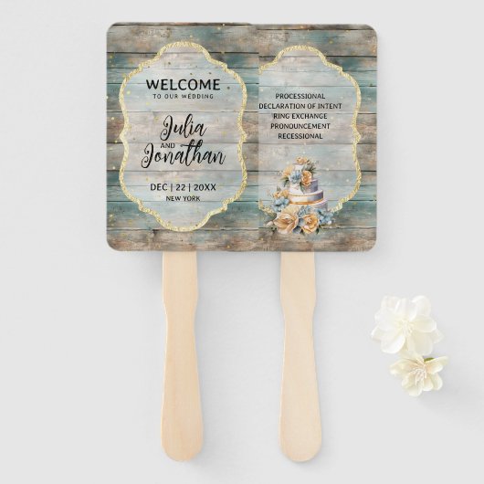 Éventail Chic bois de Shabby Pastel (Devant et derrière)
