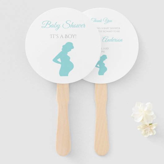 Éventail Chic Boy Baby shower Femme Enceinte Bump bébé (Devant et derrière)
