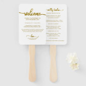 Éventail Chic Calligraphie Mariage Jour Timeline Fan main (Devant et derrière)