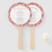 Éventail Chic Coral rose Aquarelle Programme de mariage Ros (Devant et derrière)