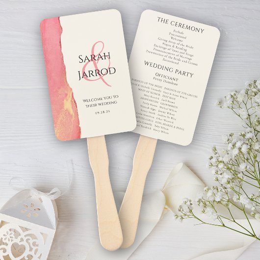 Éventail Chic Coral rose Ensemble de ventilateurs Mariages