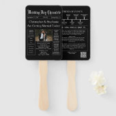 Éventail Chic Editable Newspaper Wedding Program QR Code (Devant et derrière)