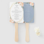 Éventail Chic Floral Blush Gold Dusty Blue Wedding Programm (Devant et derrière)